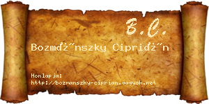 Bozmánszky Ciprián névjegykártya